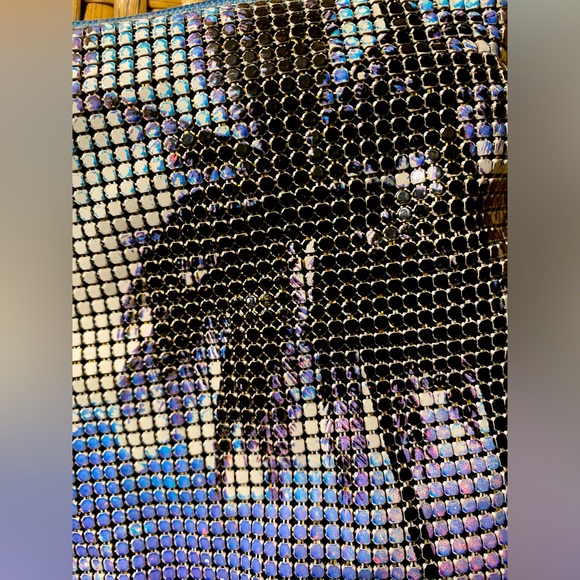 Whiting & Davis 1876 metal mesh bag, palm tree/Hawaiian print - Picture 3 of 5